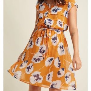 ModCloth Goldenrod Bloom Orange  Flower Dress XS